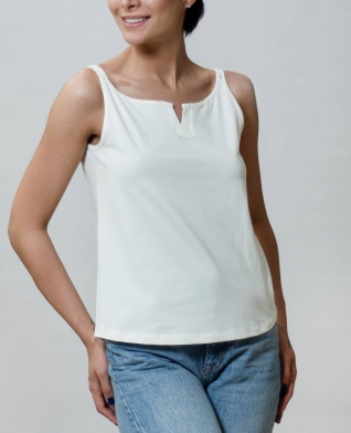 تاپ زنانه نیکی یقه وی‌کات سفید از جنس پنبه